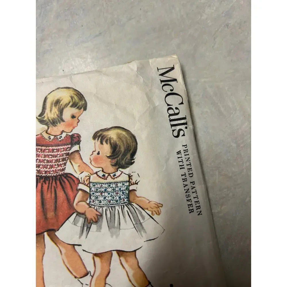 Vintage‎ 1958 McCalls Pattern #2245 Girl's Smocked dress Size 6